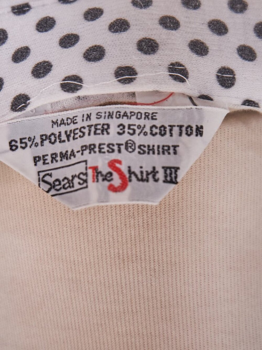 1970s White With Dark Brown Polka Dot Short Sleeve Polo Short